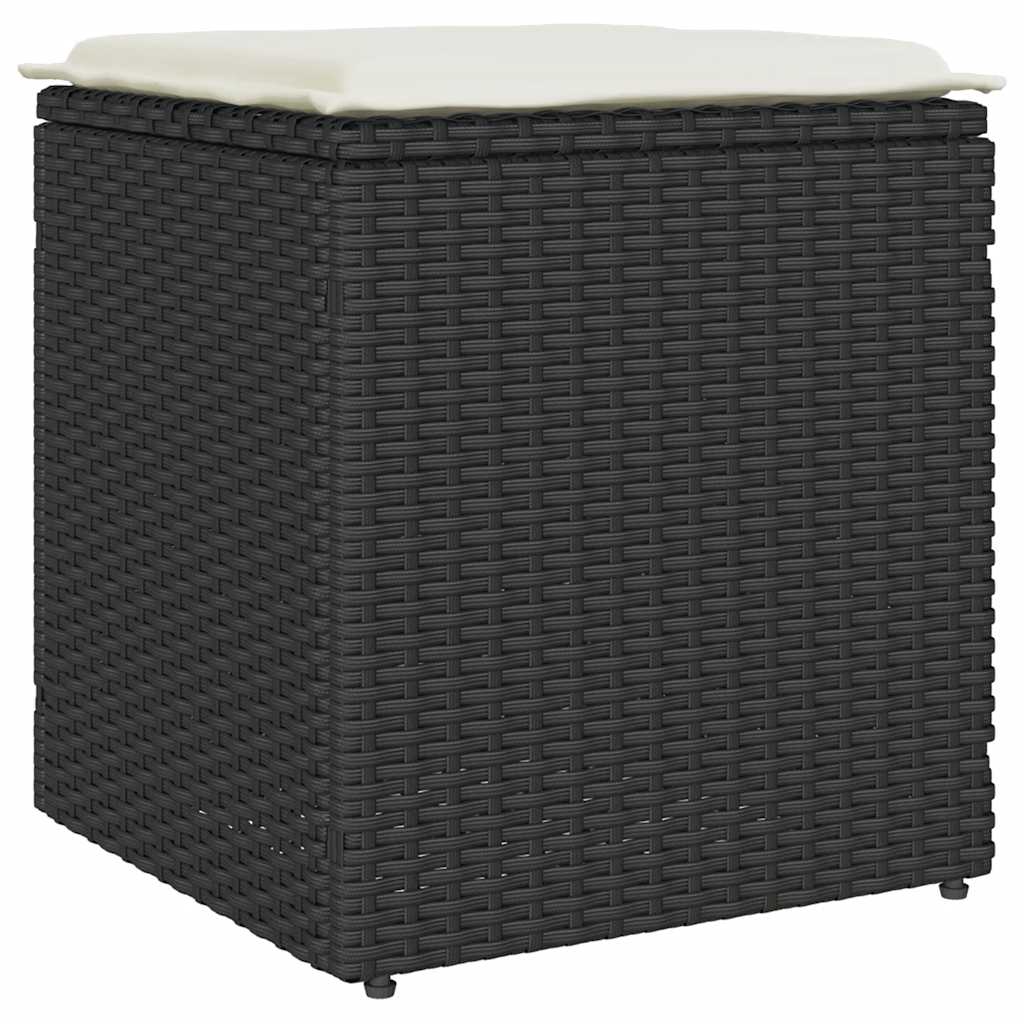 havestole med hynder 2 stk. 40x40x43 cm polyrattan sort