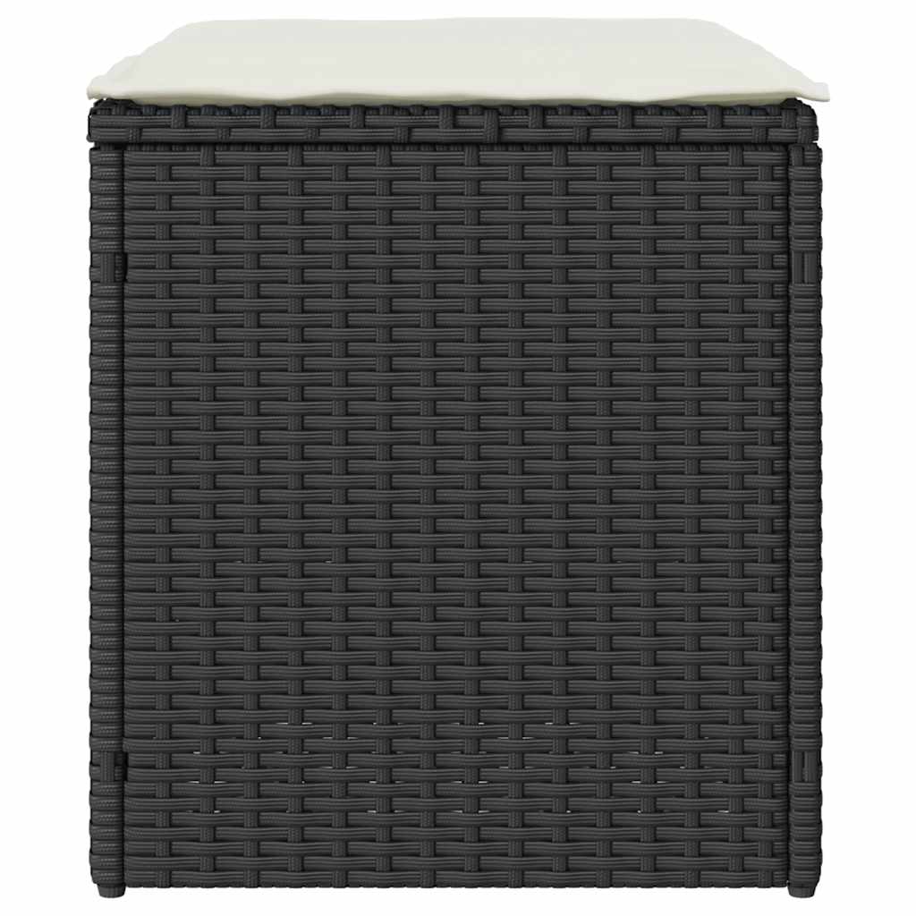 havestole med hynder 2 stk. 40x40x43 cm polyrattan sort
