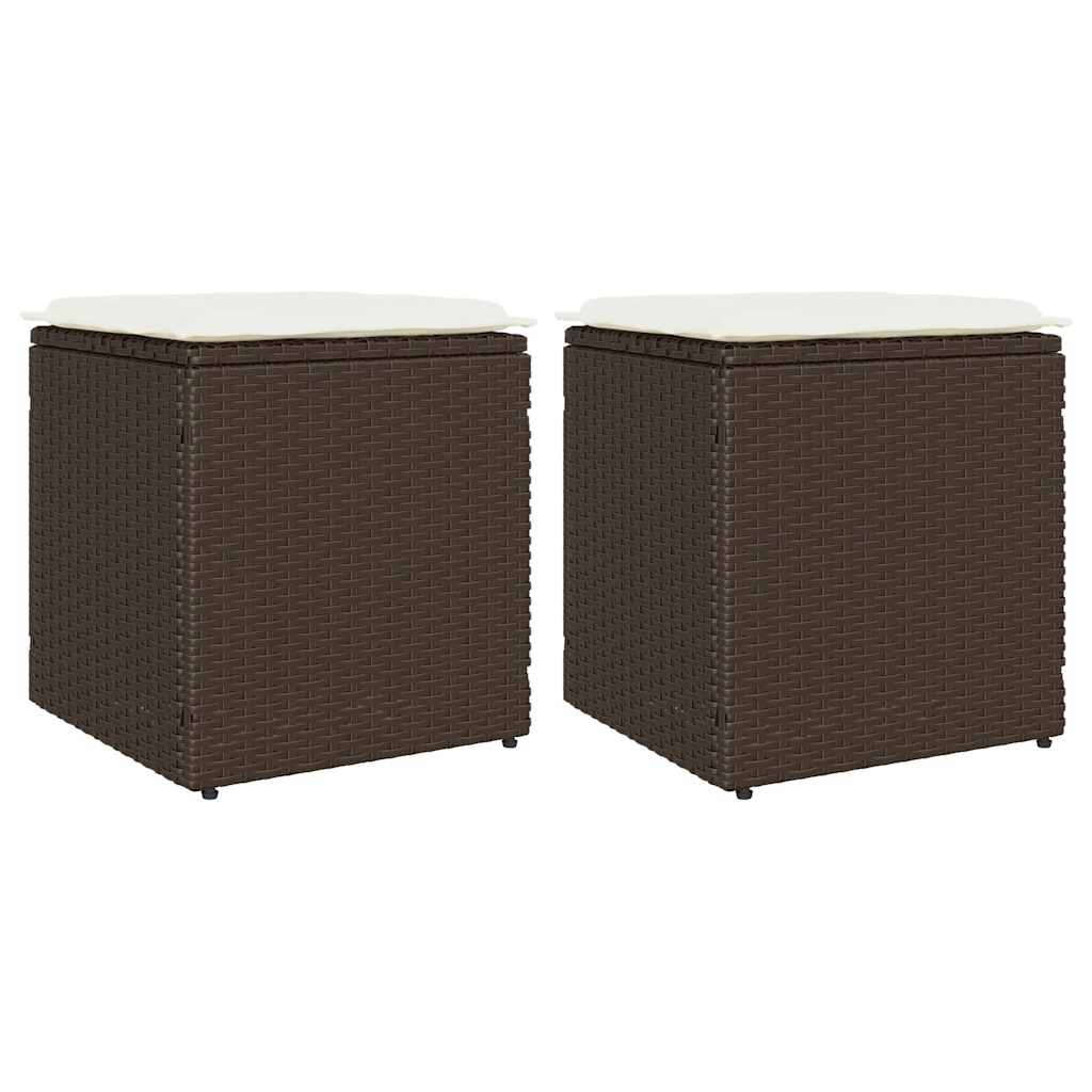 havestole med hynder 2 stk. 40x40x43 cm polyrattan brun