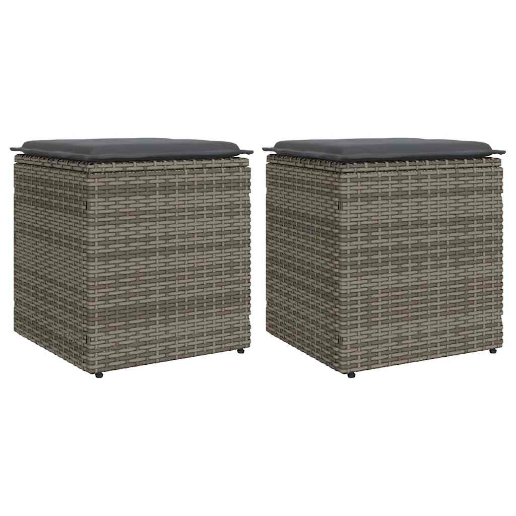 havestole med hynder 2 stk. 40x40x43 cm polyrattan grå