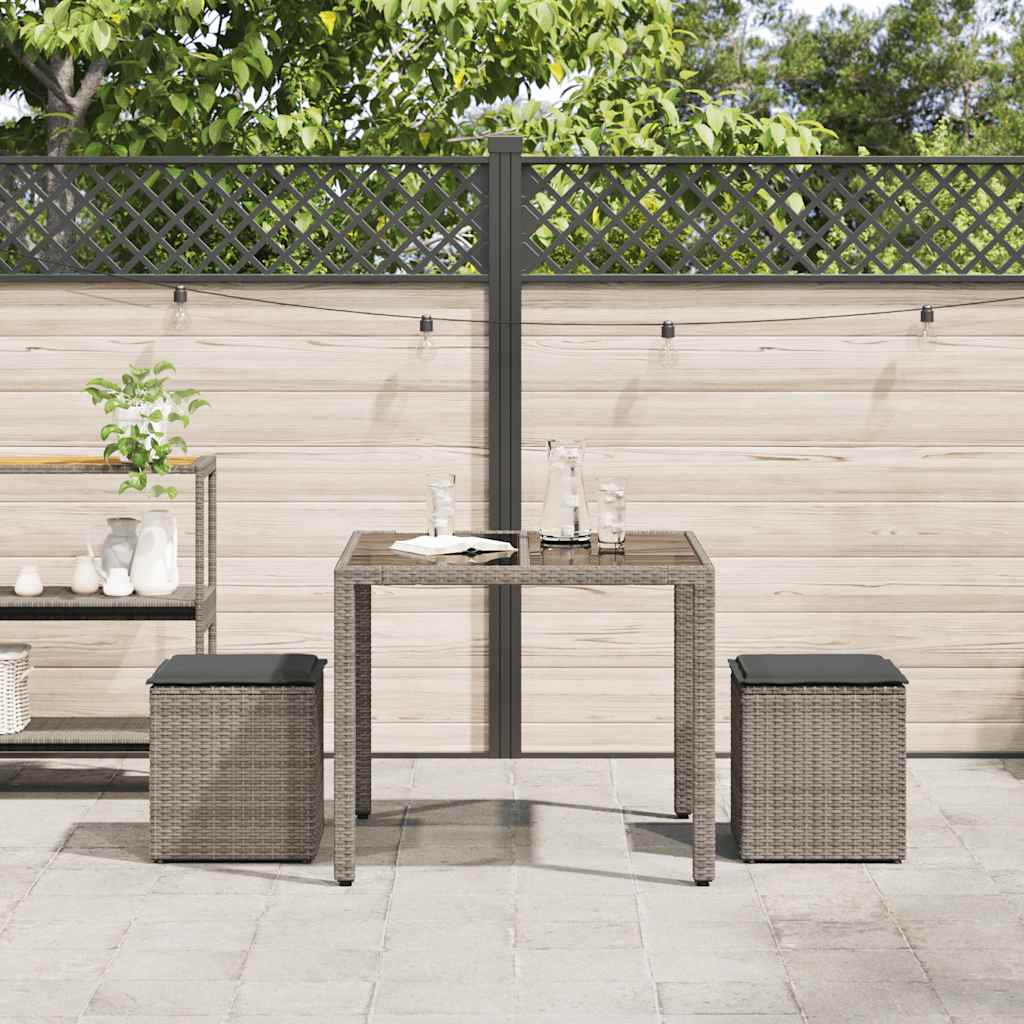 havestole med hynder 2 stk. 40x40x43 cm polyrattan grå