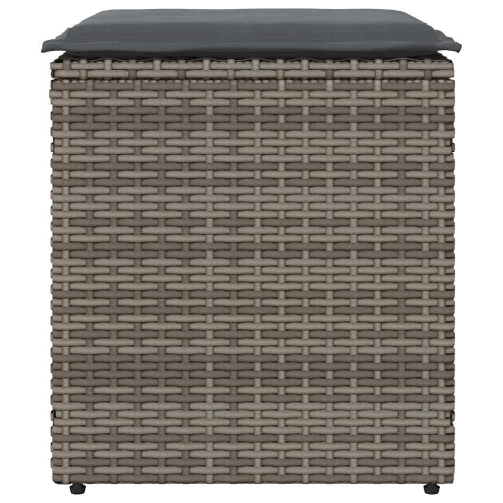havestole med hynder 2 stk. 40x40x43 cm polyrattan grå