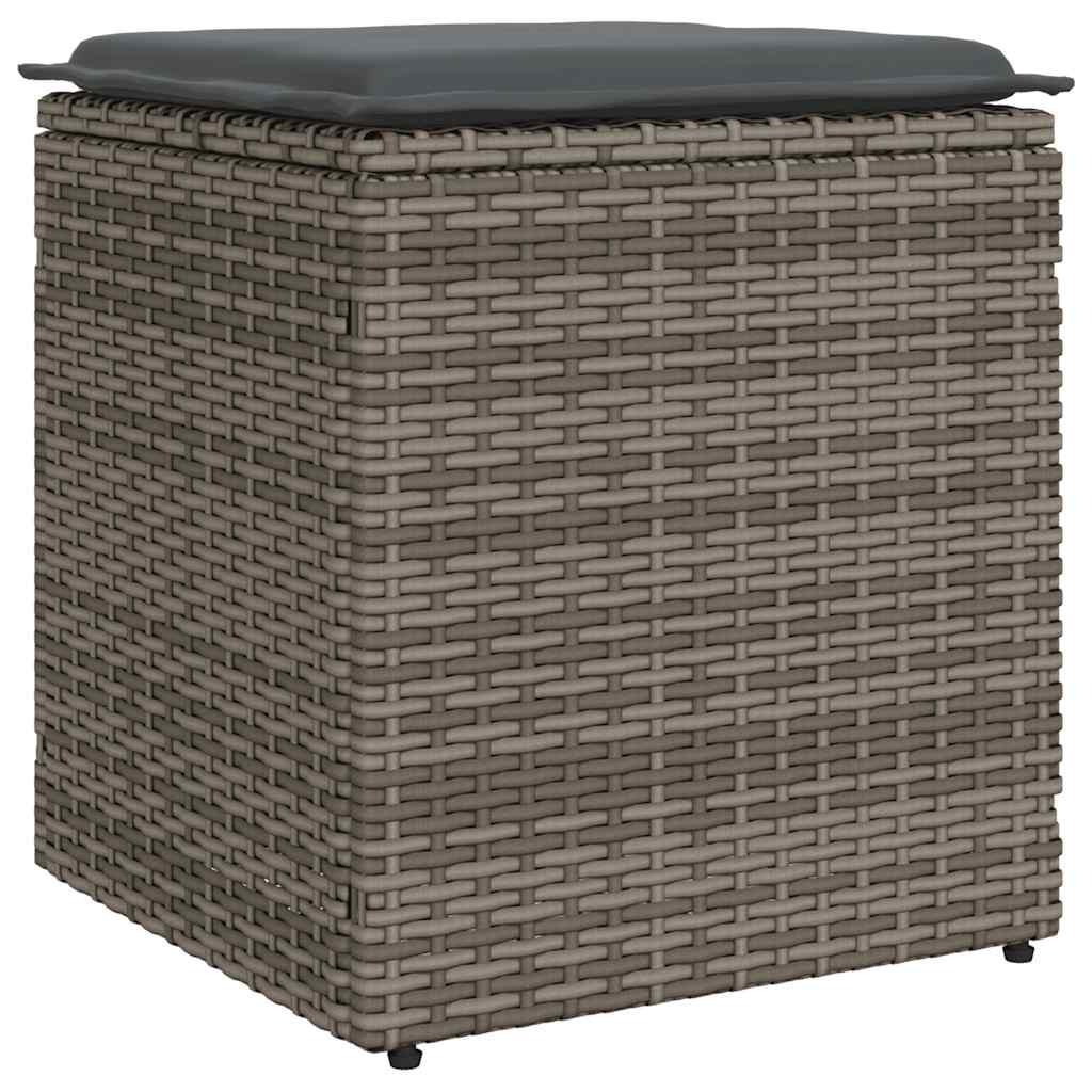 havestole med hynder 2 stk. 40x40x43 cm polyrattan grå