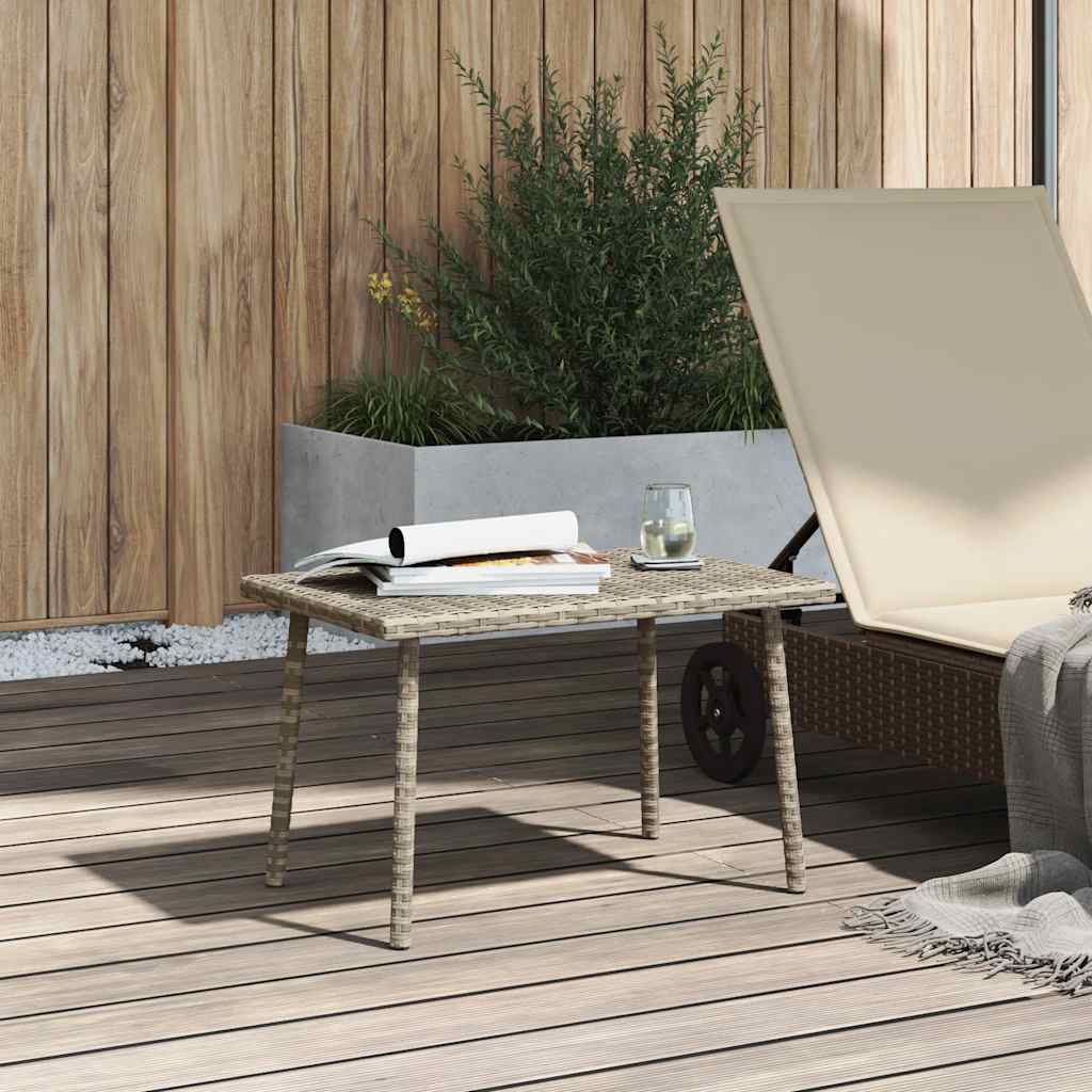 havesofabord 60x40x37 cm firkantet polyrattan lysegrå