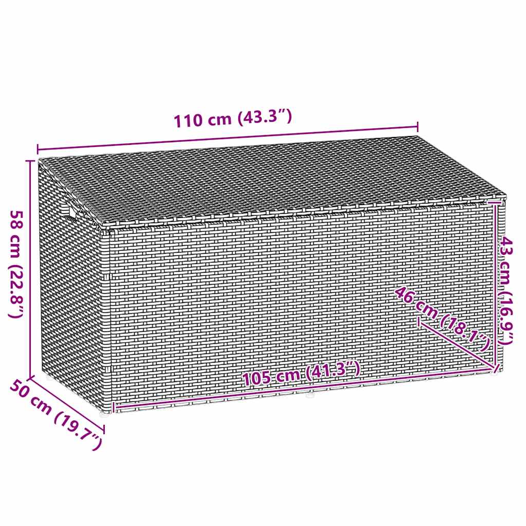 opbevaringskasse til haven grå 110x50x58 cm polyrattan