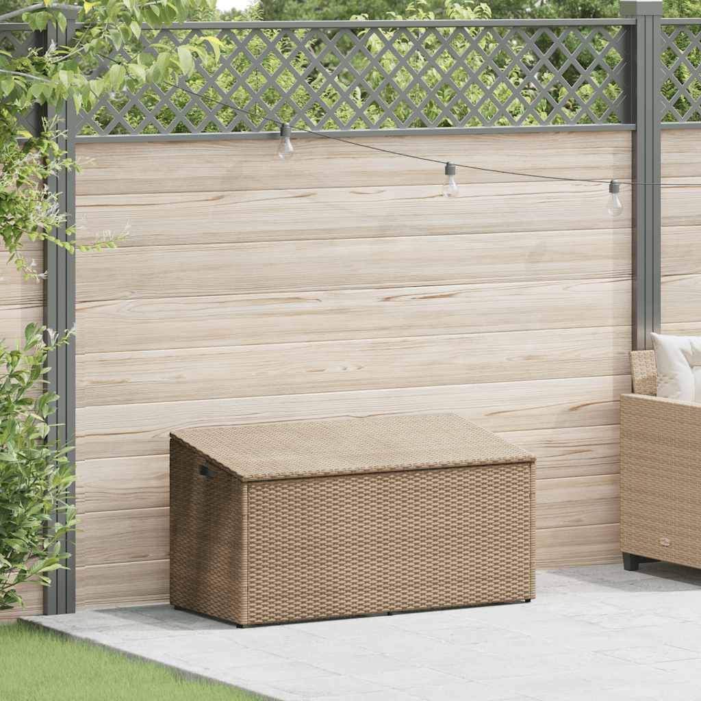 opbevaringskasse til haven beige 110x50x58 cm polyrattan