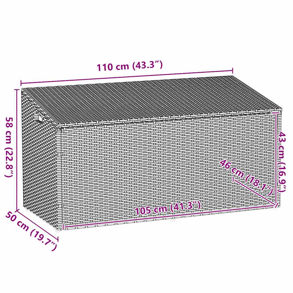 opbevaringskasse til haven beige 110x50x58 cm polyrattan