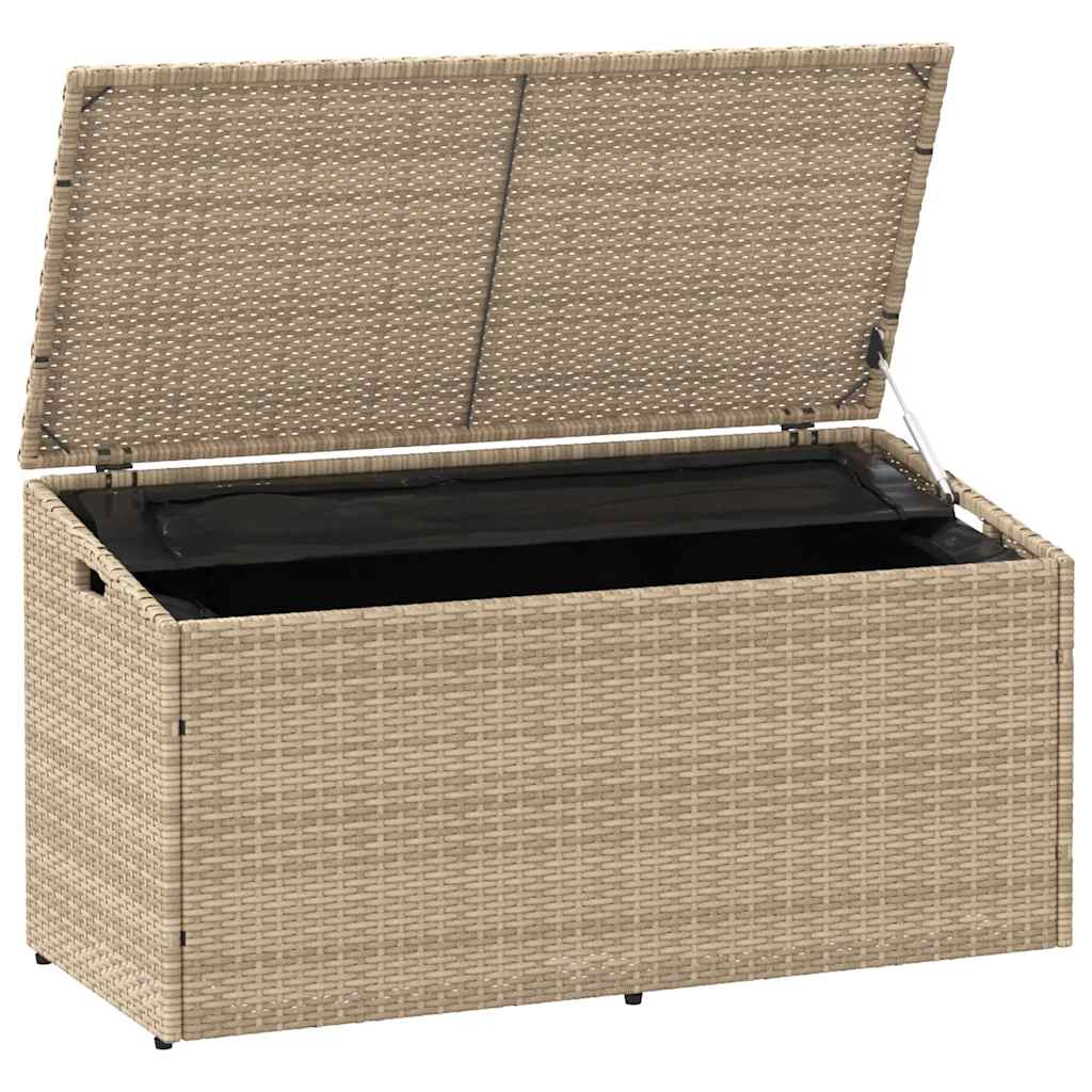 opbevaringskasse til haven beige 110x50x58 cm polyrattan