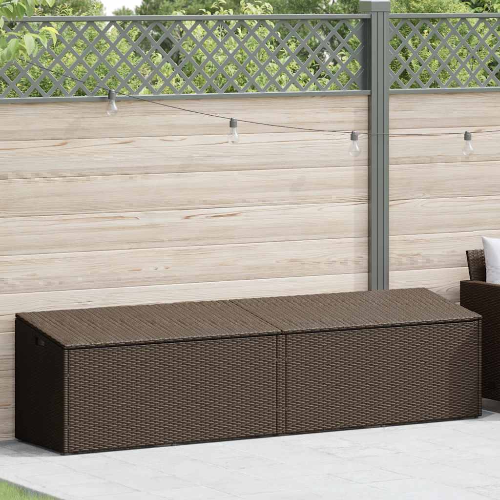 opbevaringsboks til haven 220x50x58 cm polyrattan brun