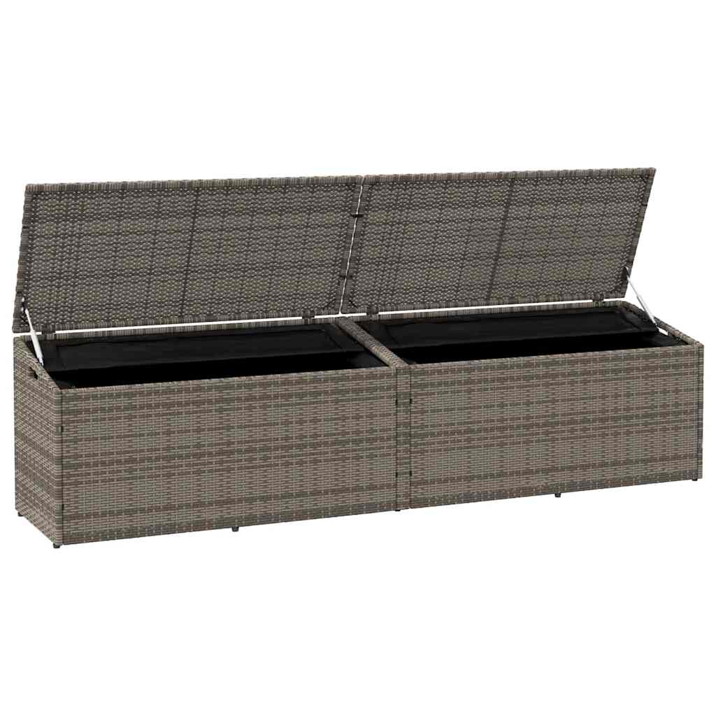 opbevaringskasse til haven 220x50x58 cm polyrattan grå