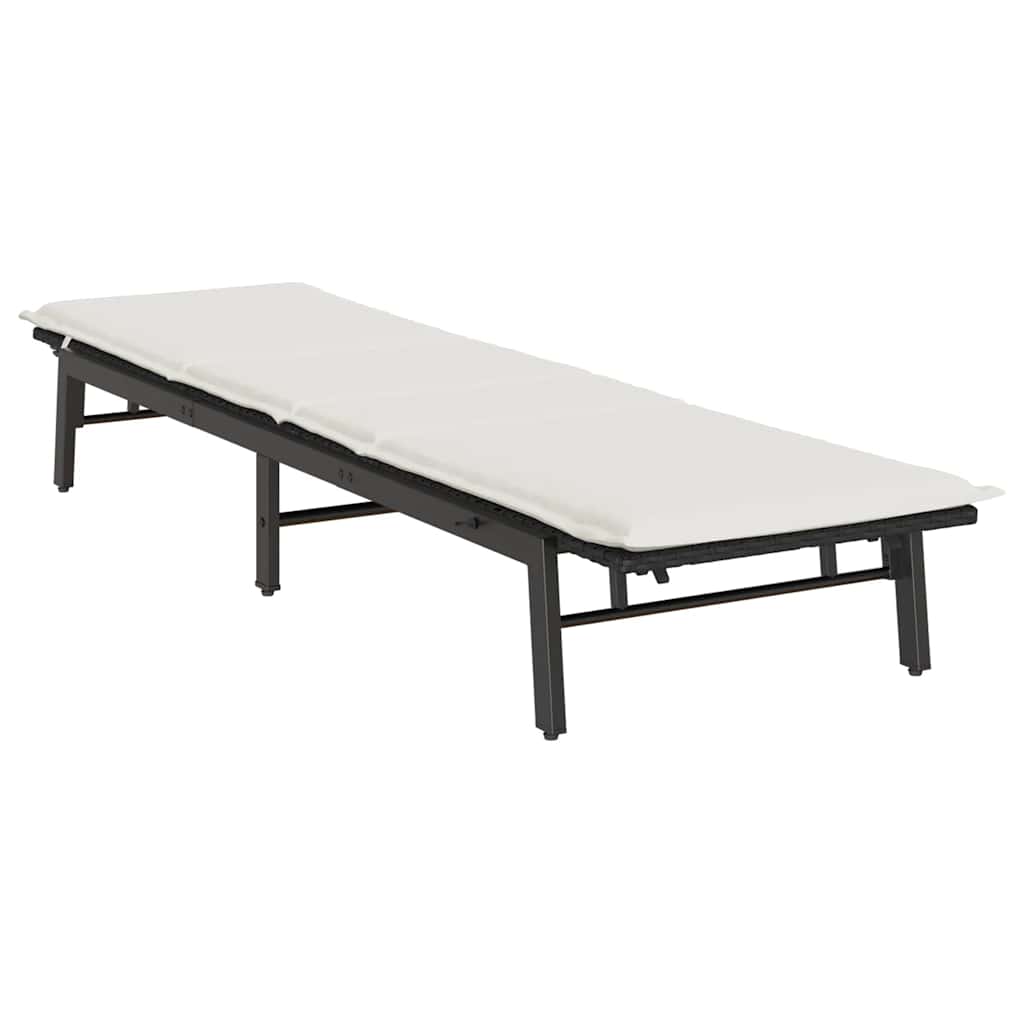 liggestol med hynde polyrattan sort