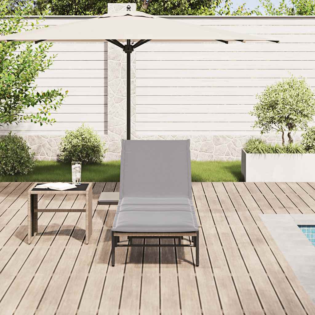 liggestol med hynde polyrattan beige