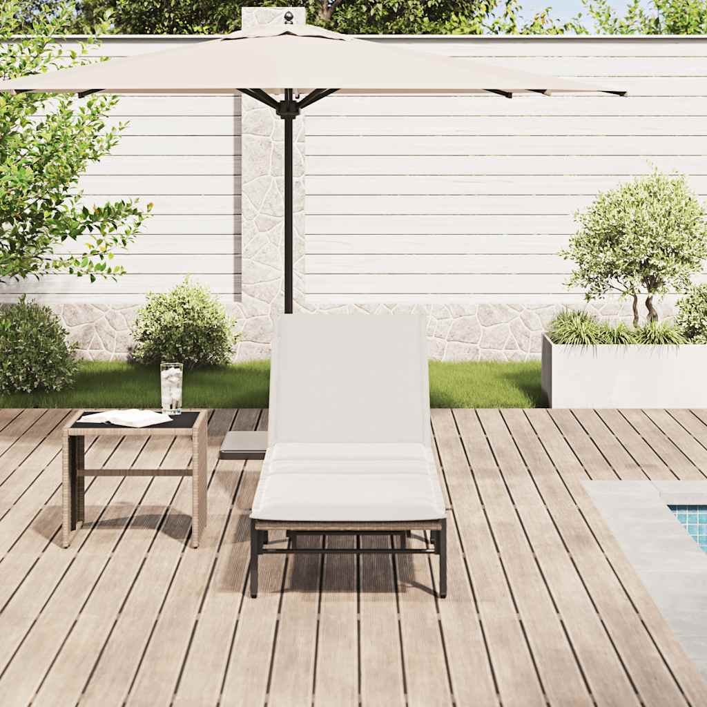 liggestol med hynde polyrattan beige