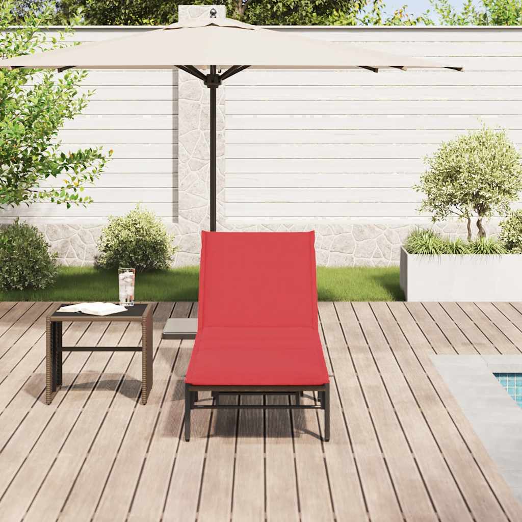 liggestol med hynde polyrattan brun