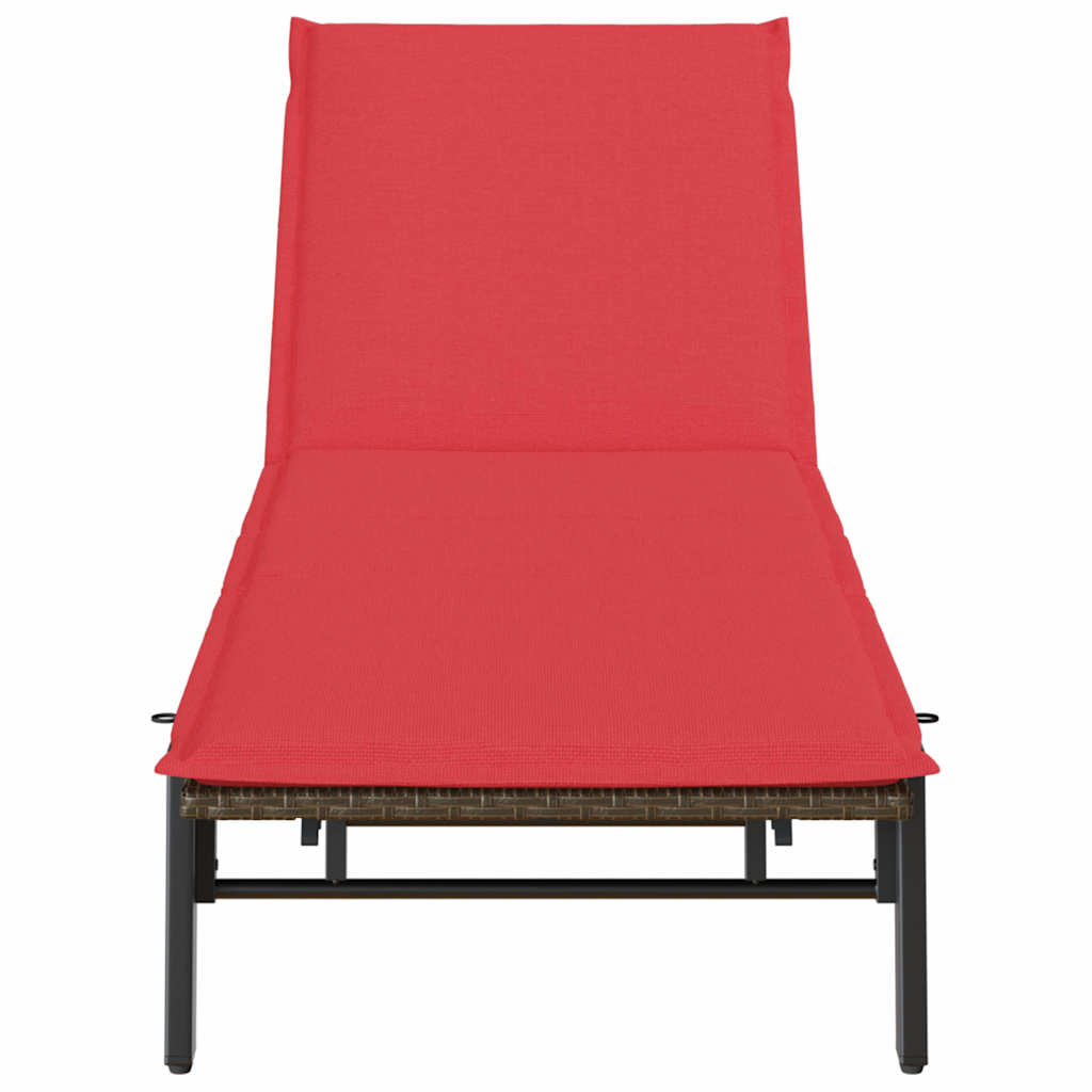 liggestol med hynde polyrattan brun