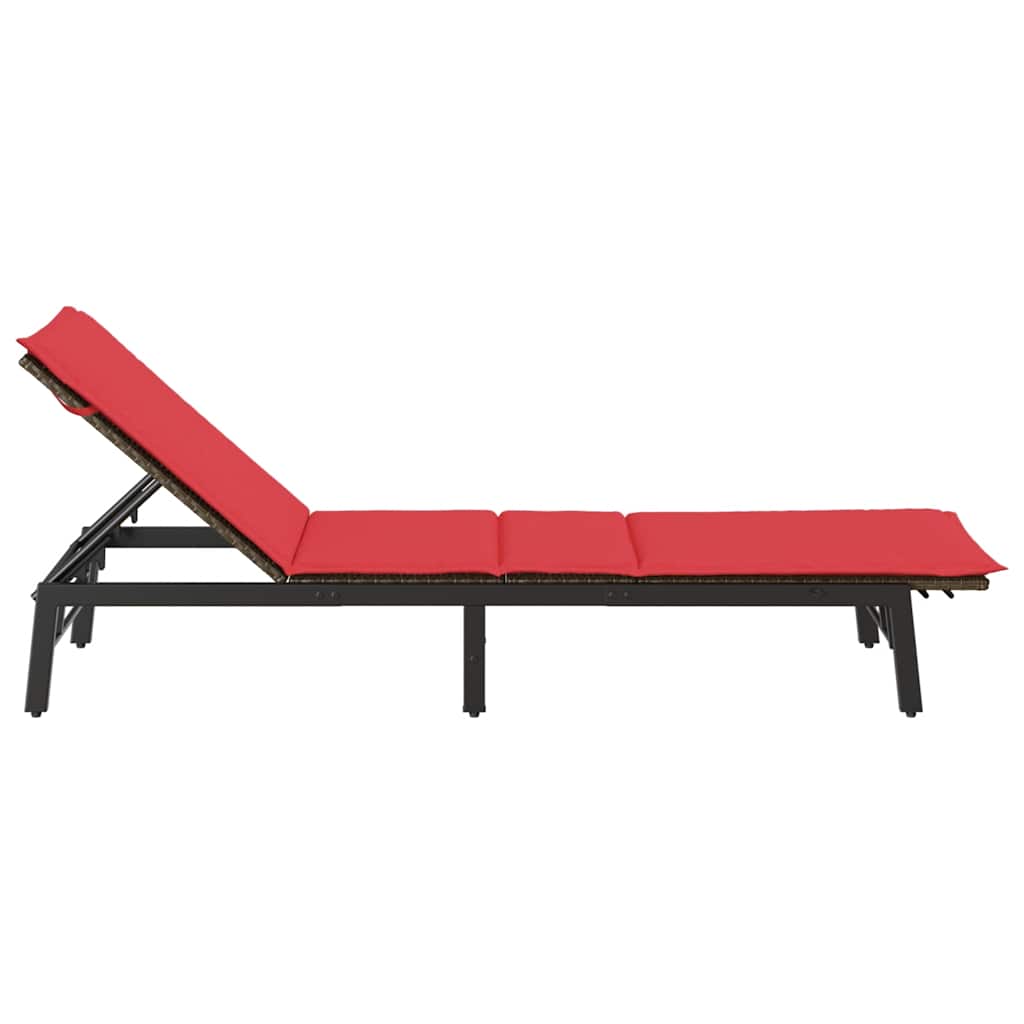 liggestol med hynde polyrattan brun