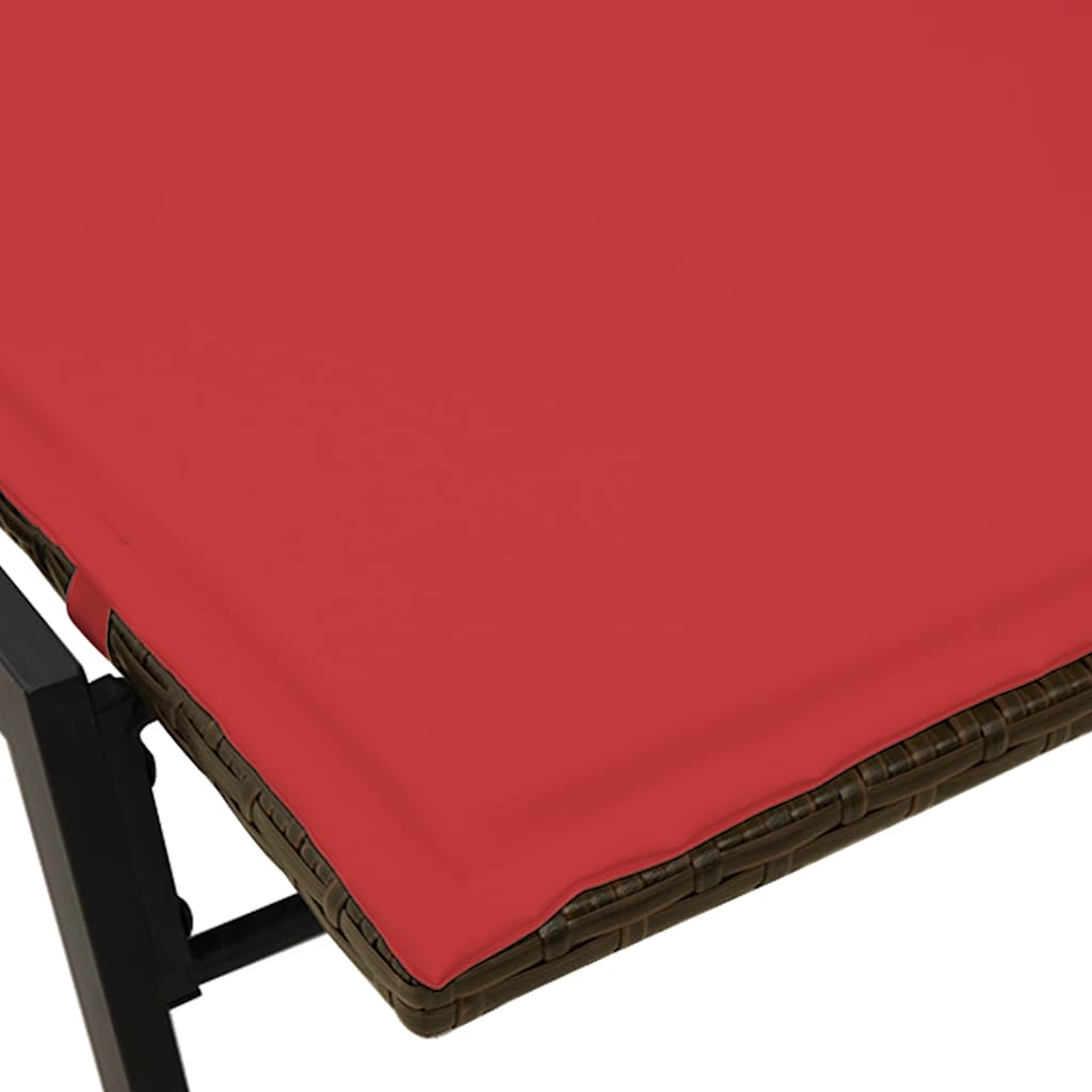 liggestol med hynde polyrattan brun