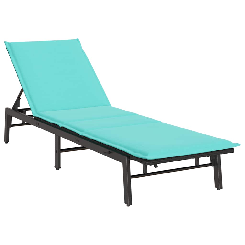 liggestol med hynde polyrattan sort