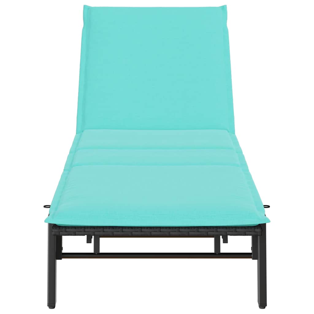 liggestol med hynde polyrattan sort