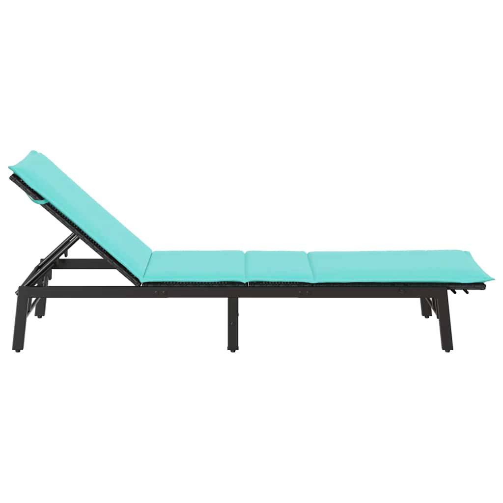 liggestol med hynde polyrattan sort