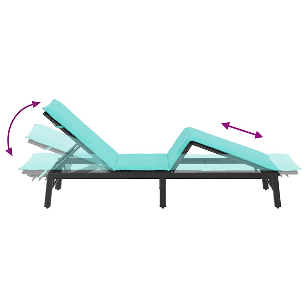 liggestol med hynde polyrattan sort