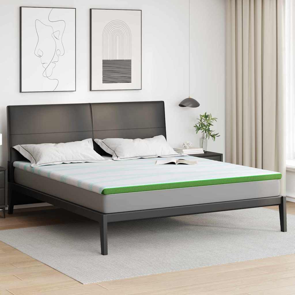 Madras topper Hvid og grøn 200 x 200 cm Jacquard Stof