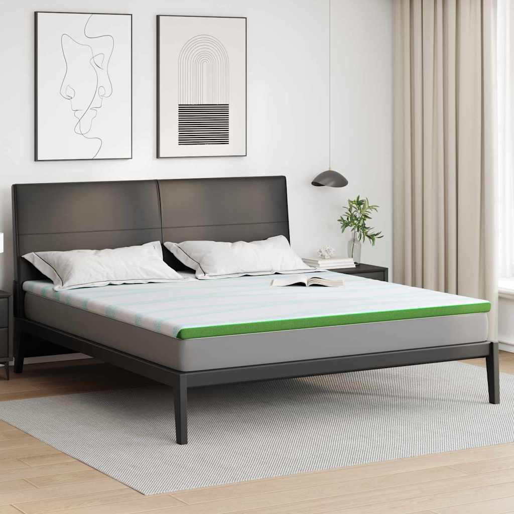 Madras topper Hvid og grøn 180 x 200 cm Jacquard Stof