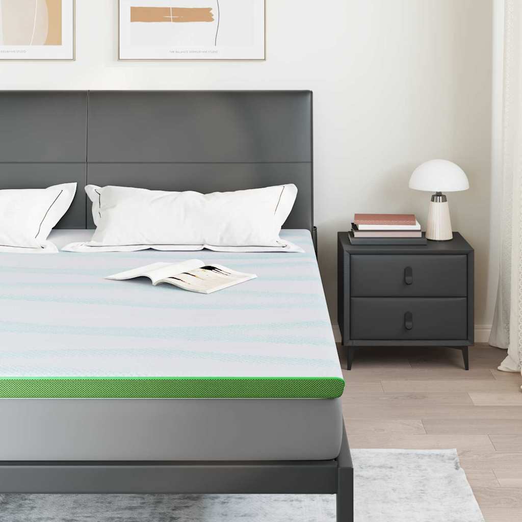 Madras topper Hvid og grøn 200 x 200 cm Jacquard Stof