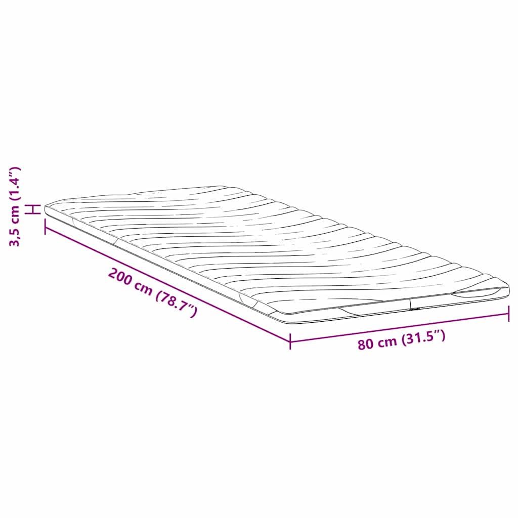 Madras topper 80 x 200 cm tyk Strikket stof Hvid