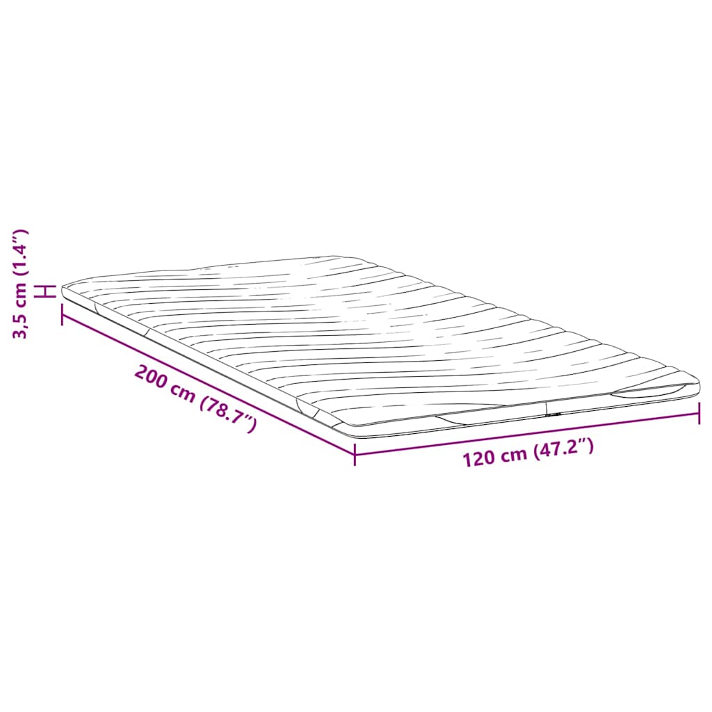 Madras topper 120 x 200 cm tyk Strikket stof Hvid
