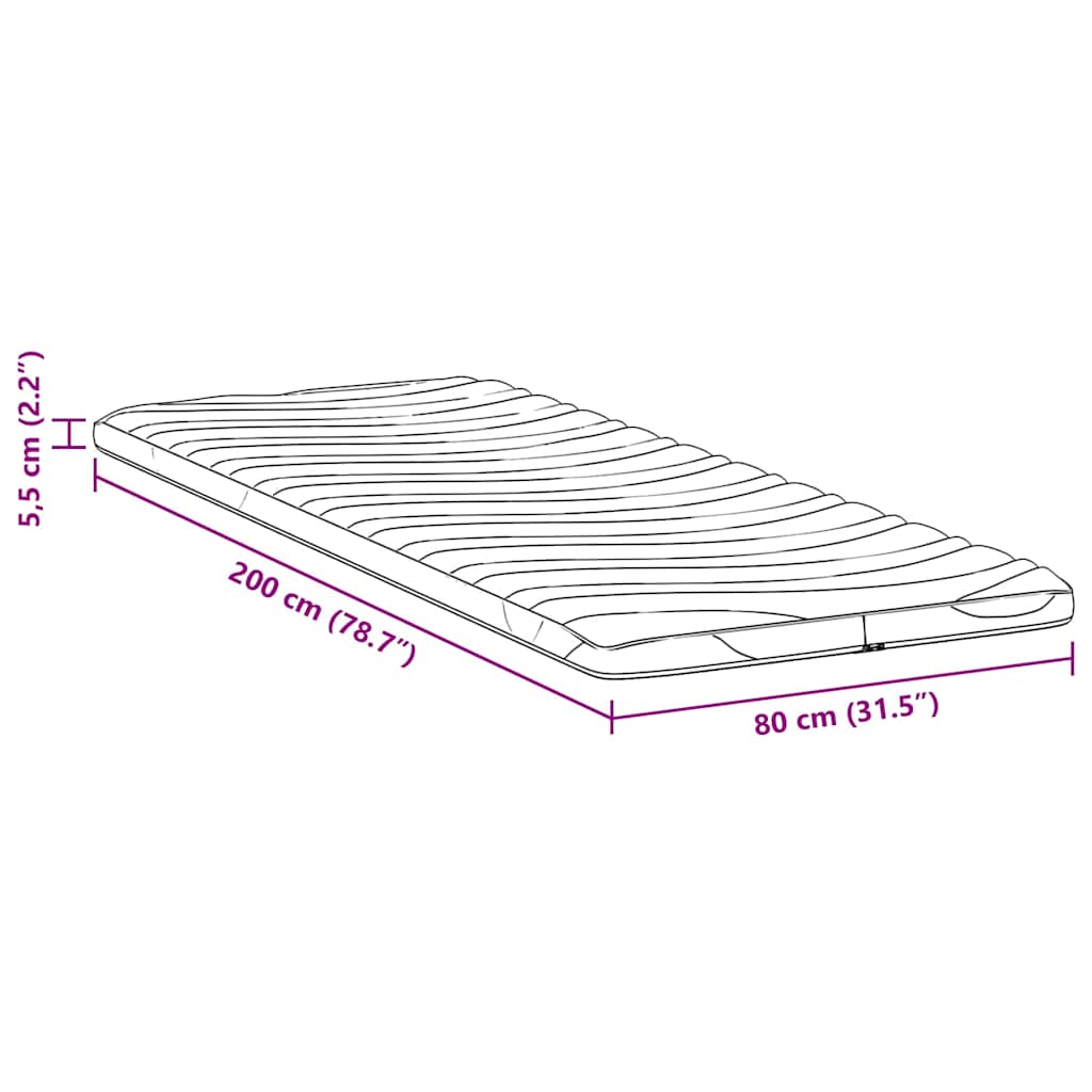 Madras topper 80 x 200 cm tyk Strikket stof Hvid