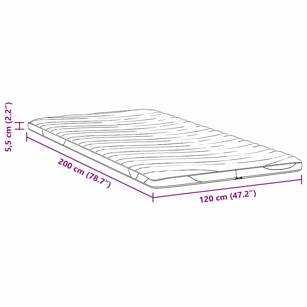 Madras topper 120 x 200 cm tyk Strikket stof Hvid