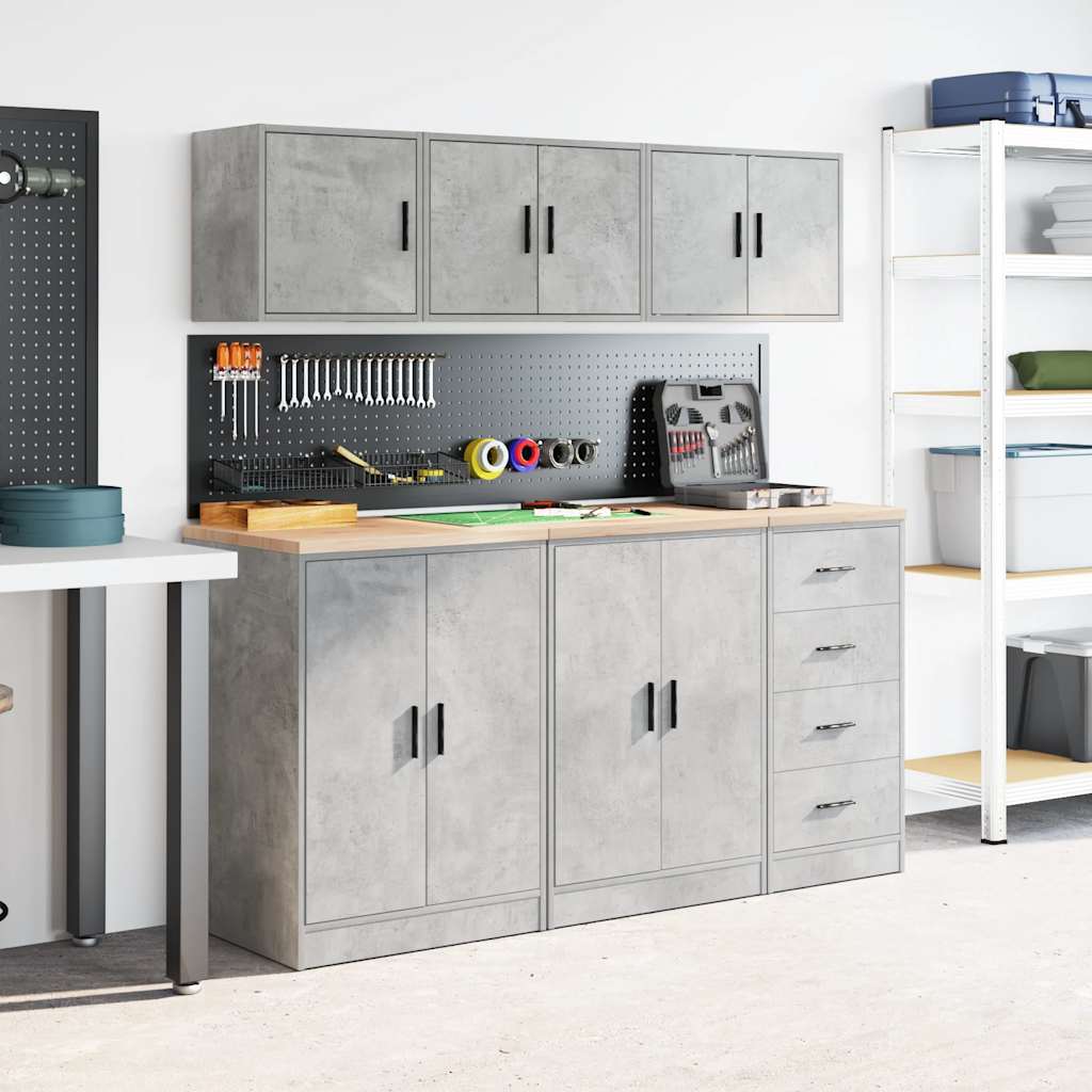 vægskab til garagen konstrueret træ betongrå