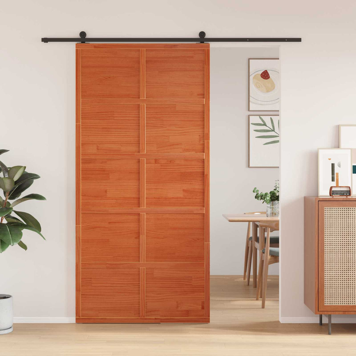 Ladedør Voksbrun 100 x 208 cm Massivt fyrretræ