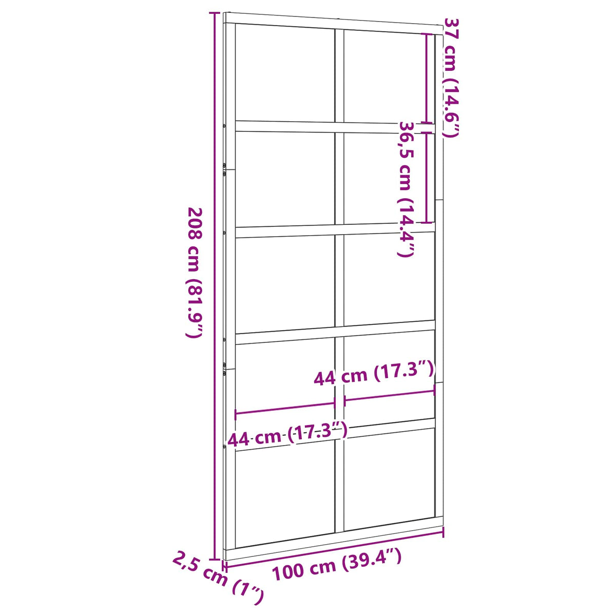 Ladedør Voksbrun 100 x 208 cm Massivt fyrretræ