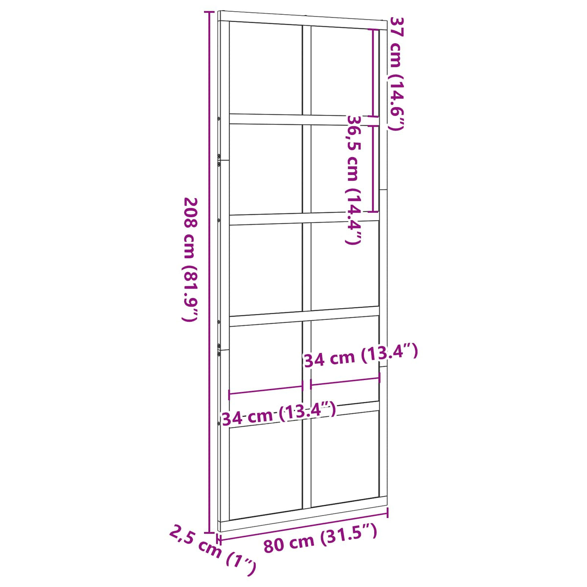 Ladedør Voksbrun 80 x 208 cm Massivt fyrretræ