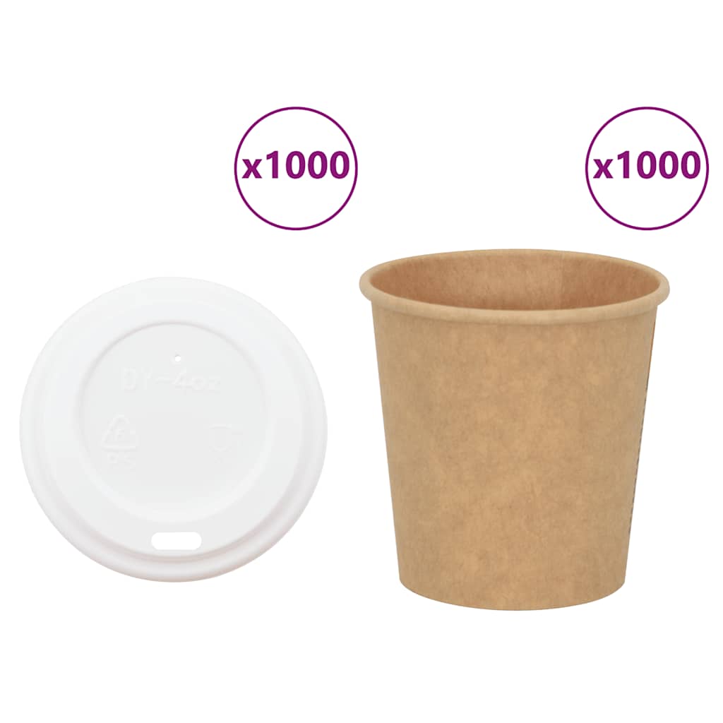 kaffekopper af papir med låg 1000 stk. 4oz 100ml