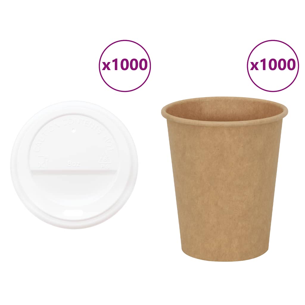 kaffekopper af papir med låg 1000 stk. 8oz 200ml