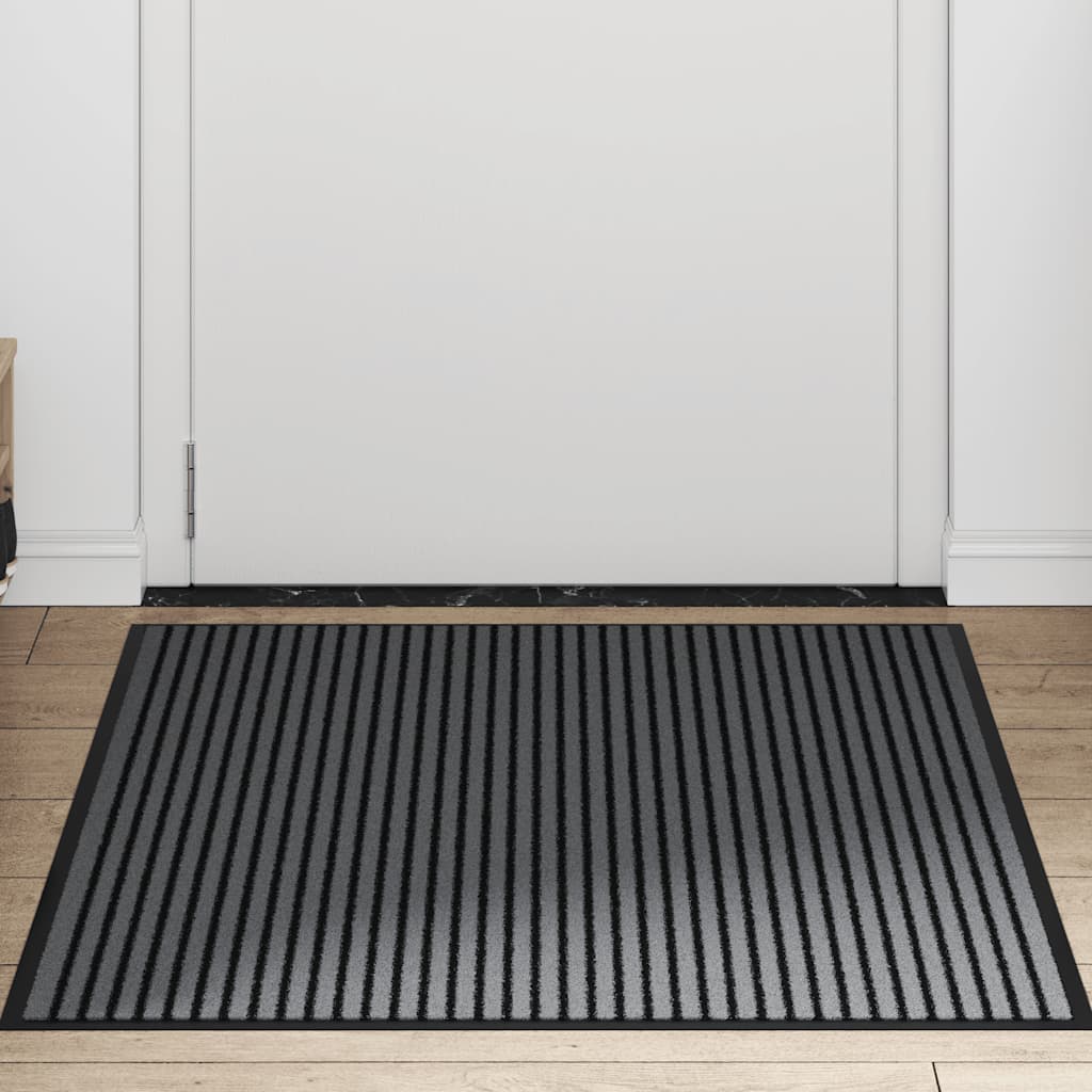 Dørmåtte Stribe Sort og Grå 90x150 cm