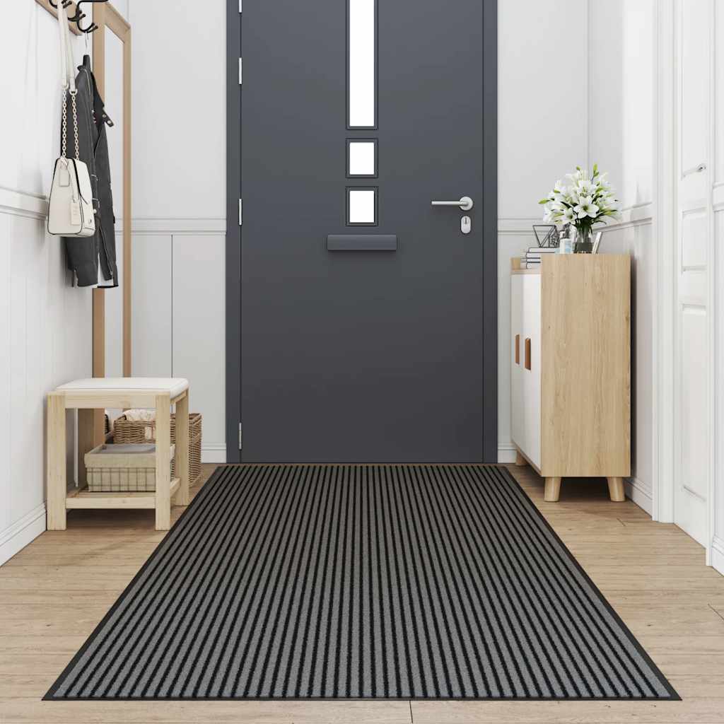Dørmåtte Stribe Sort og Grå 115x300 cm