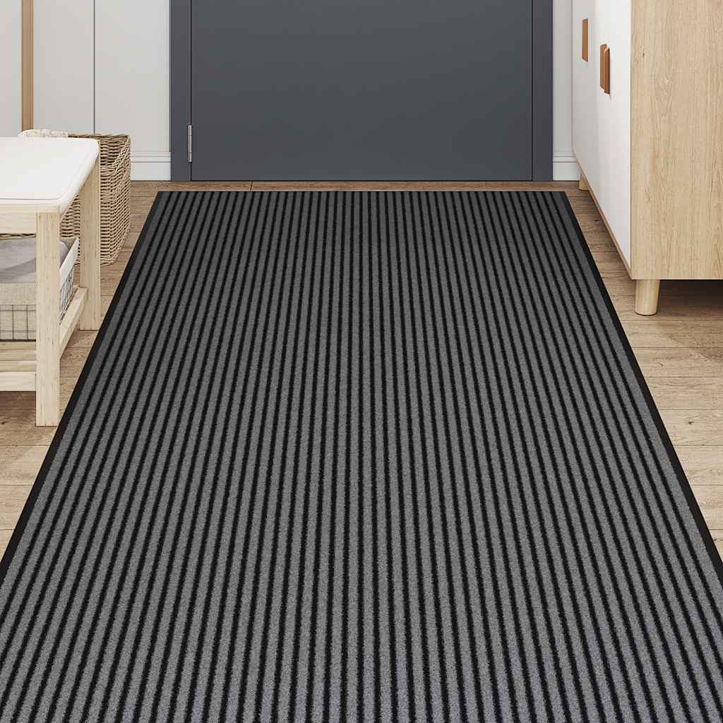 Dørmåtte Stribe Sort og Grå 115x300 cm