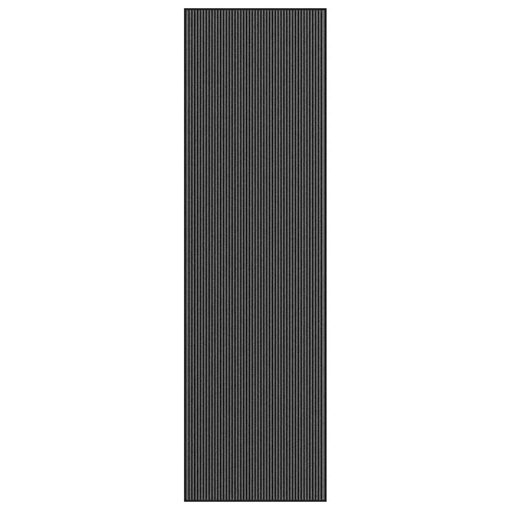 Dørmåtte Stribe Sort og Grå 115x400 cm