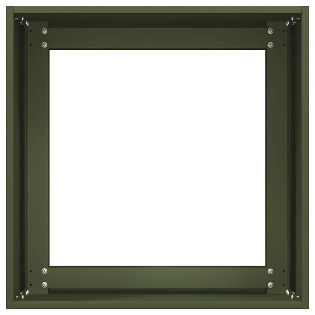 plantekasse 40x40x40 cm koldvalset stål olivengrøn