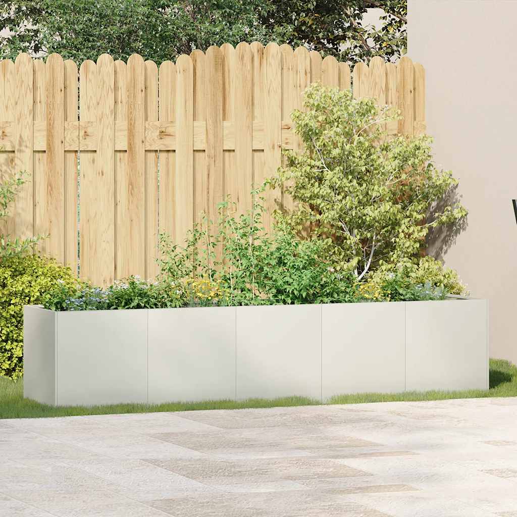 plantekasse hvid 200x40x40 cm koldvalset stål
