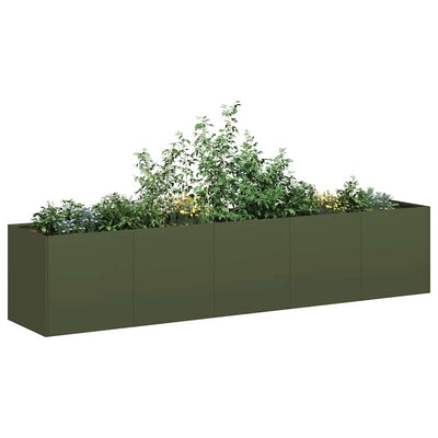 plantekasse olivengrøn 200x40x40 cm koldvalset stål