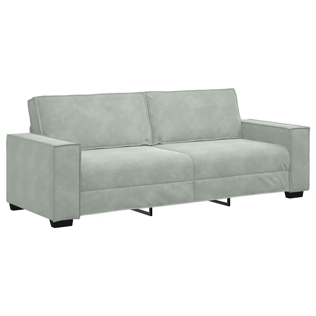 Sofa 3 stk. Lysegrå Linned-blandet stof