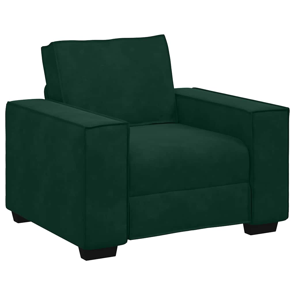 sofasæt 3 dele med hynder velour mørkegrøn