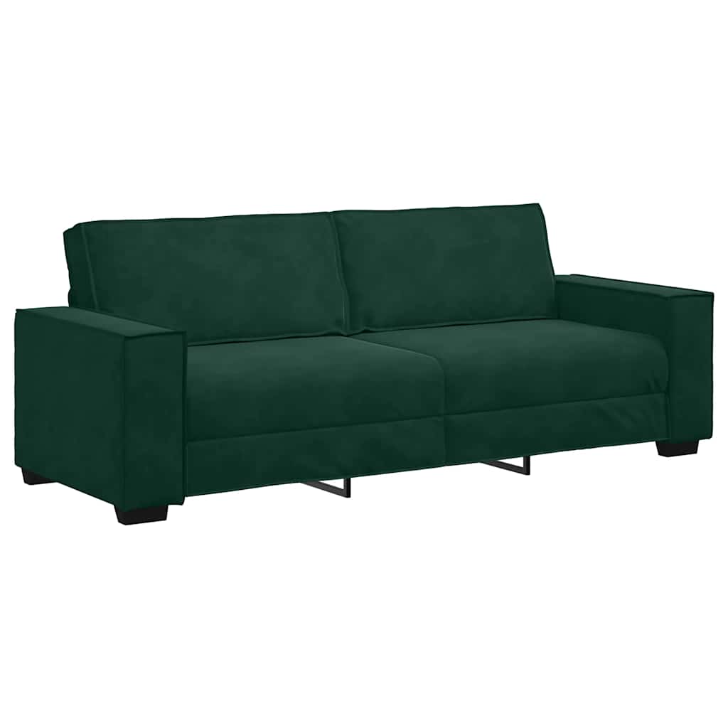 sofasæt 3 dele med hynder velour mørkegrøn