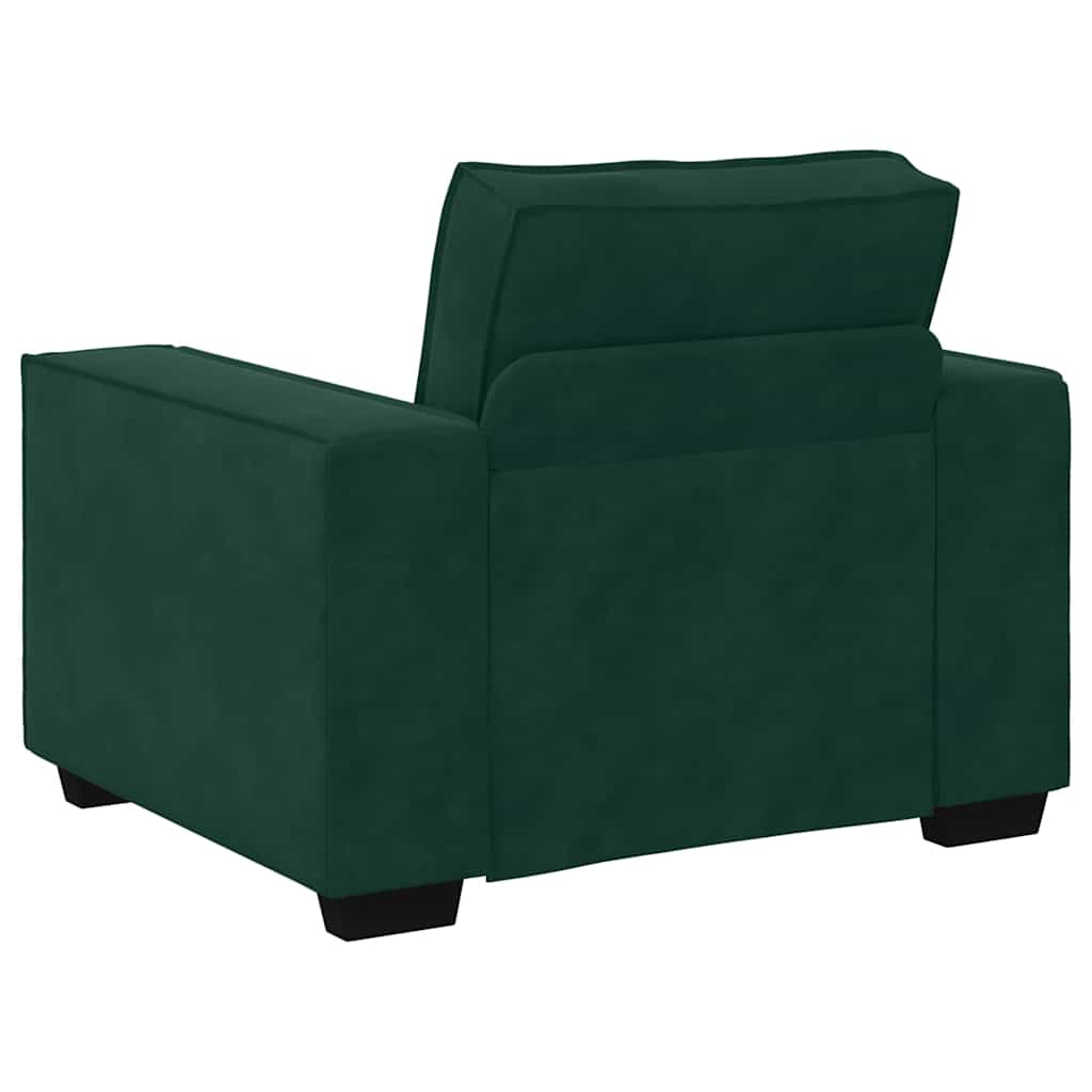 sofasæt 3 dele med hynder velour mørkegrøn