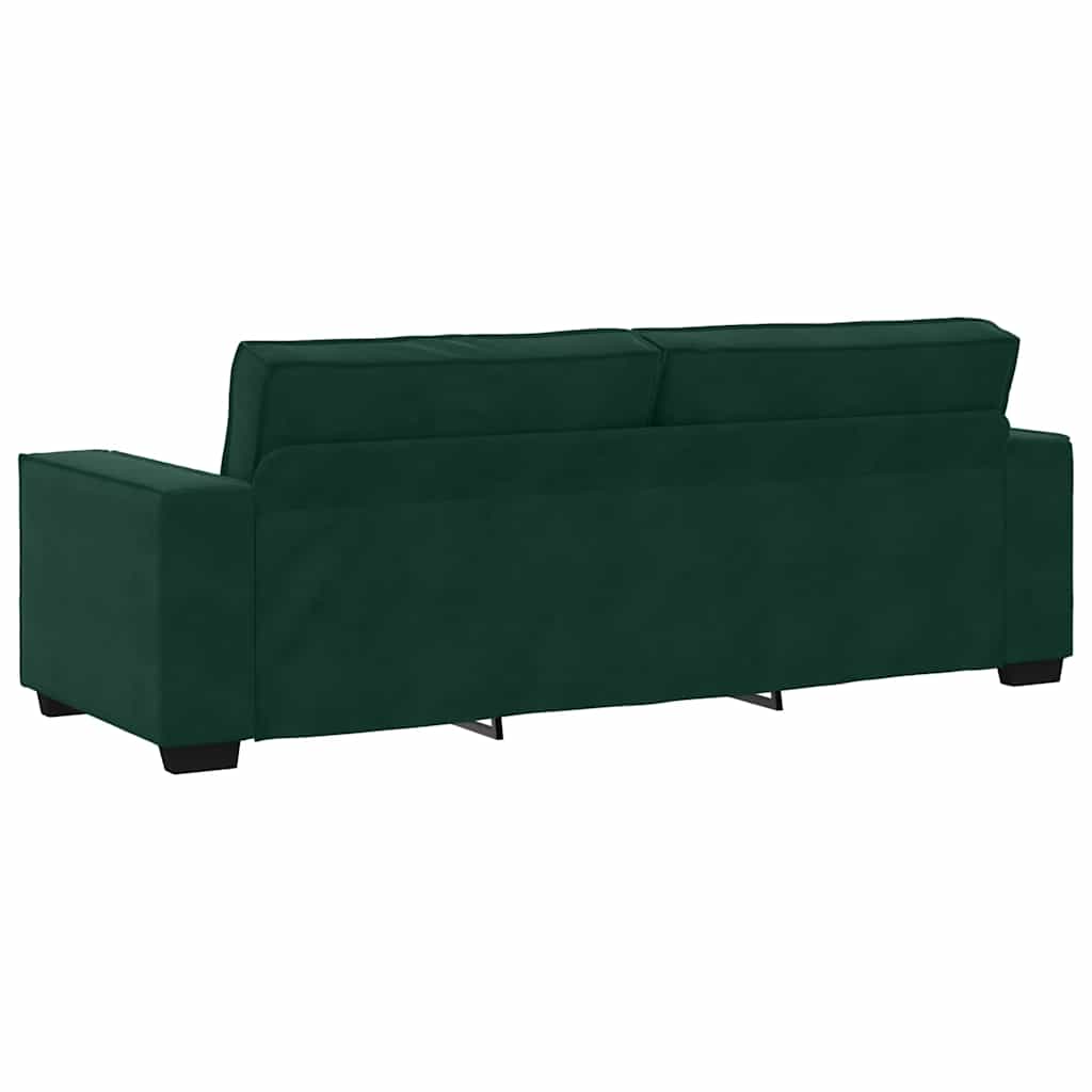 sofasæt 3 dele med hynder velour mørkegrøn